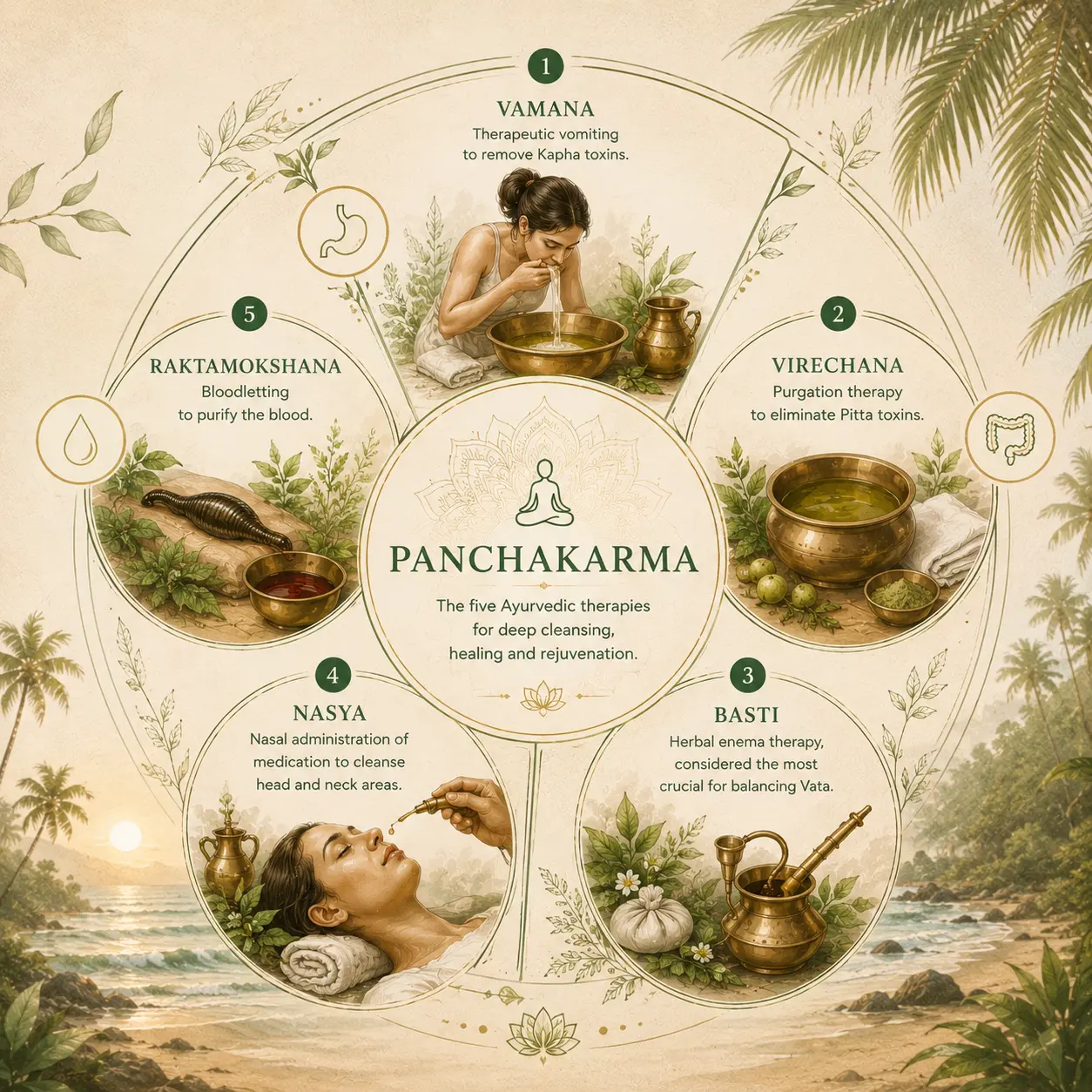 Panchakarma therapies and benefits illustration